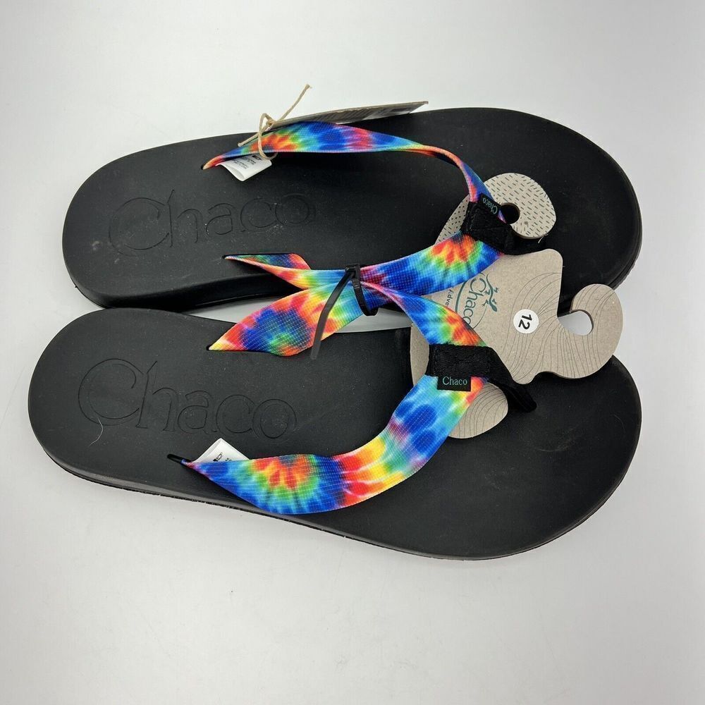 Chaco Mens Chillos Flip Flop Dark Tie Dye Sandals Slip On Thong Size 12 NWT